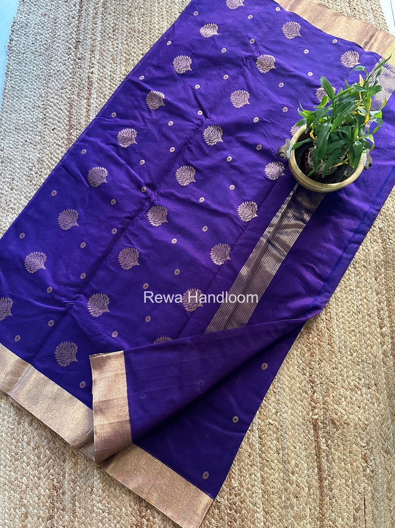 Purple Chanderi Butta Zari Border Saree BSC018
