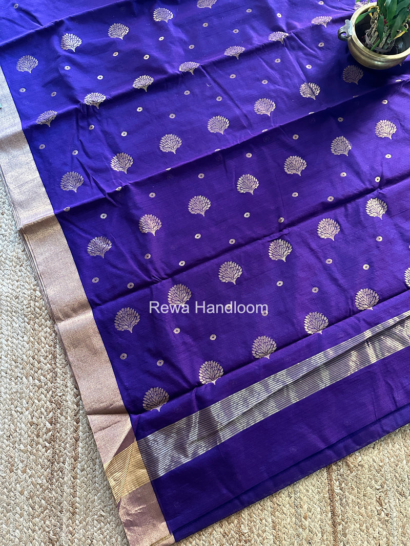 Purple Chanderi Butta Zari Border Saree BSC018