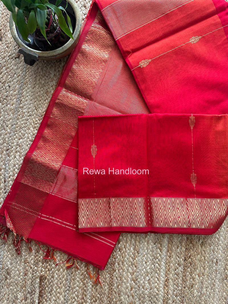 Maheshwari Red Shaded Butta Saree BLSS031