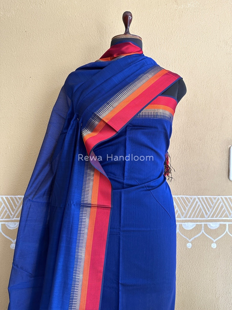 Maheshwari Navy Blue Multicolour Dress Material RTP033