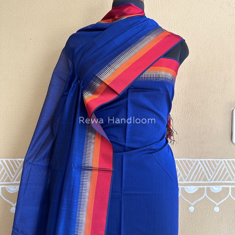 Maheshwari Navy Blue Multicolour Dress Material RTP033