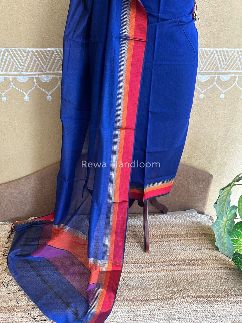 Maheshwari Navy Blue Multicolour Dress Material RTP033