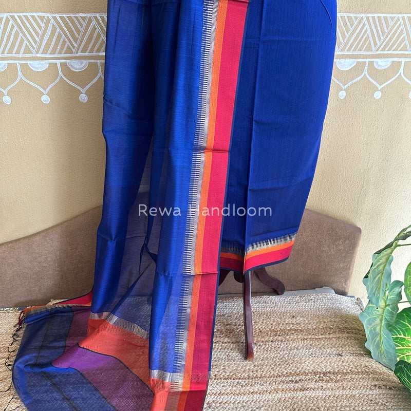 Maheshwari Navy Blue Multicolour Dress Material RTP033