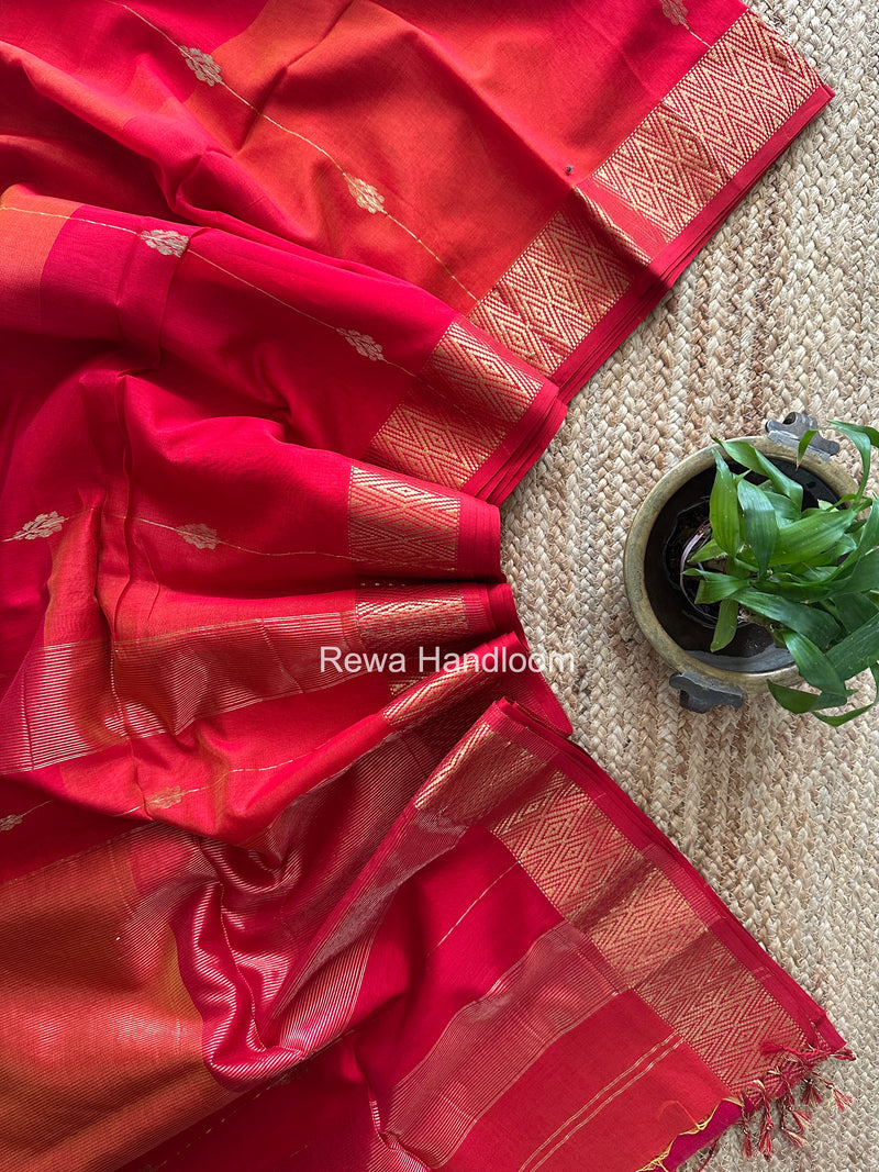 Maheshwari Red Shaded Butta Saree BLSS031