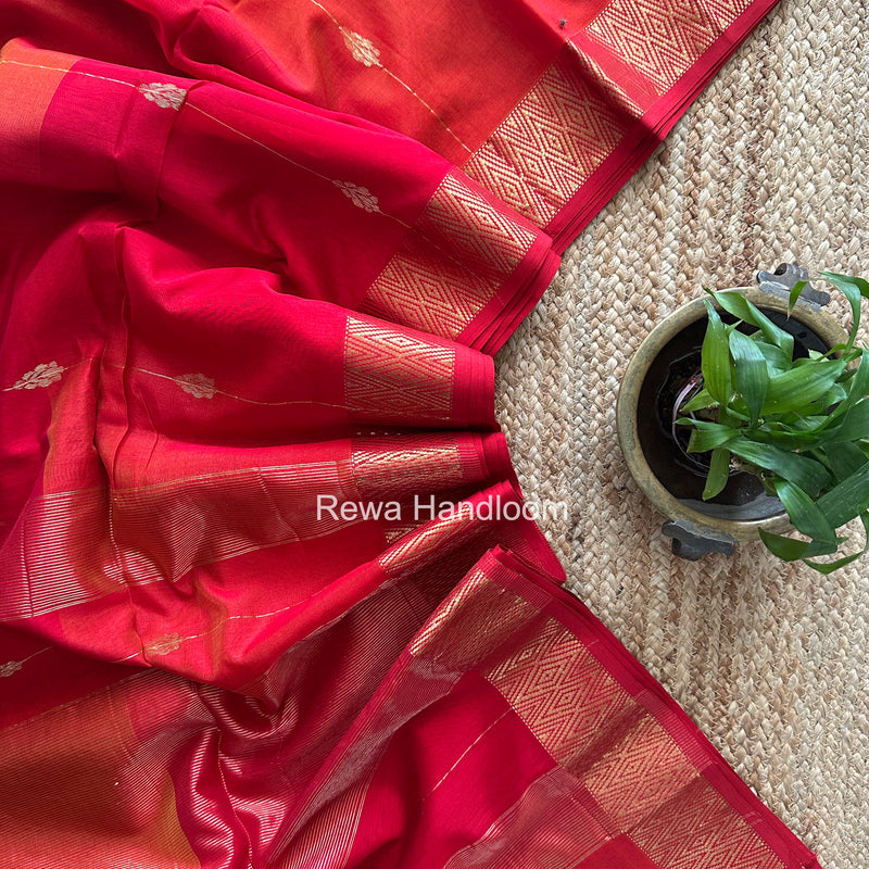Maheshwari Red Shaded Butta Saree BLSS031