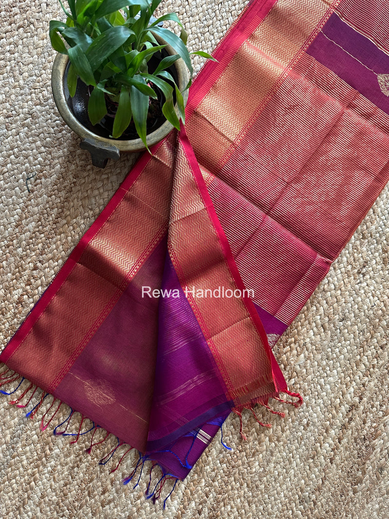 Maheshwari Purple Shaded Butta Saree BLSS018