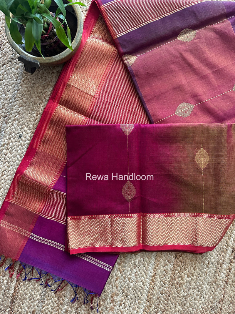 Maheshwari Purple Shaded Butta Saree BLSS018