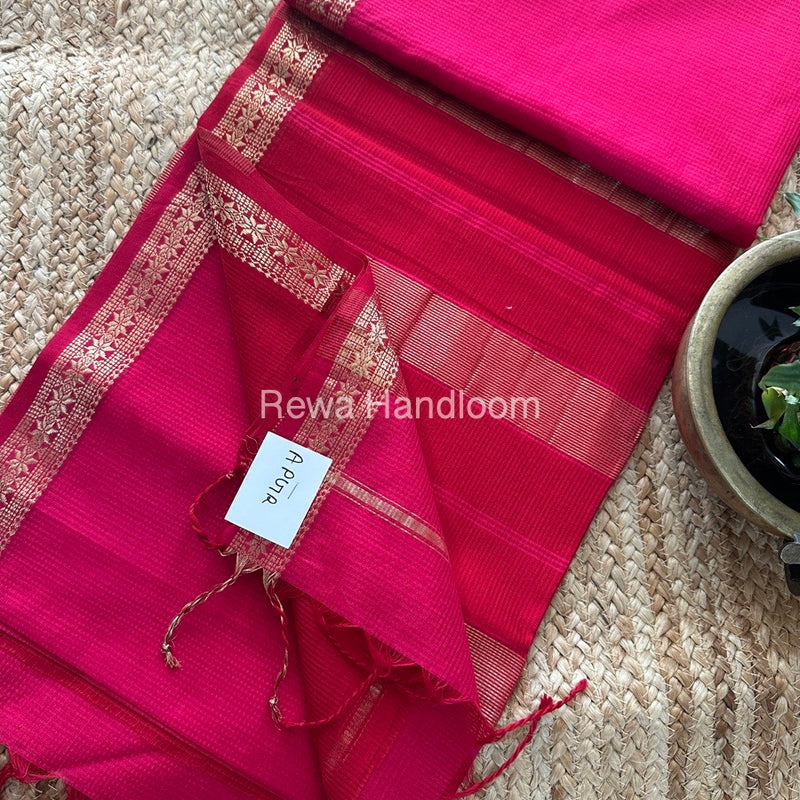 Maheshwari Rani Pink Garbha Reshami Silk Saree GS233