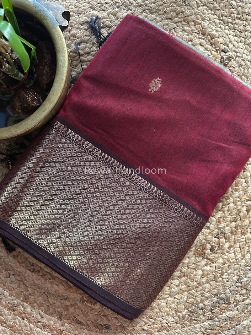 Maheshwari Maroon Zari Skirt Butti Saree ZSB099