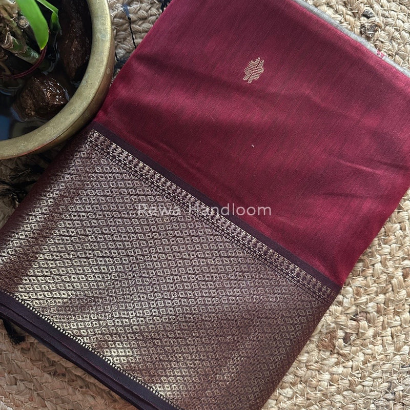 Maheshwari Maroon Zari Skirt Butti Saree ZSB099