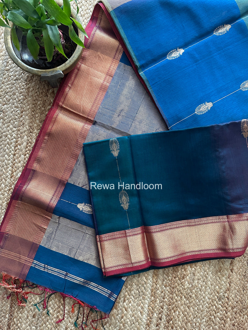 Maheshwari Rama Green Shaded Butta Saree BLSS05