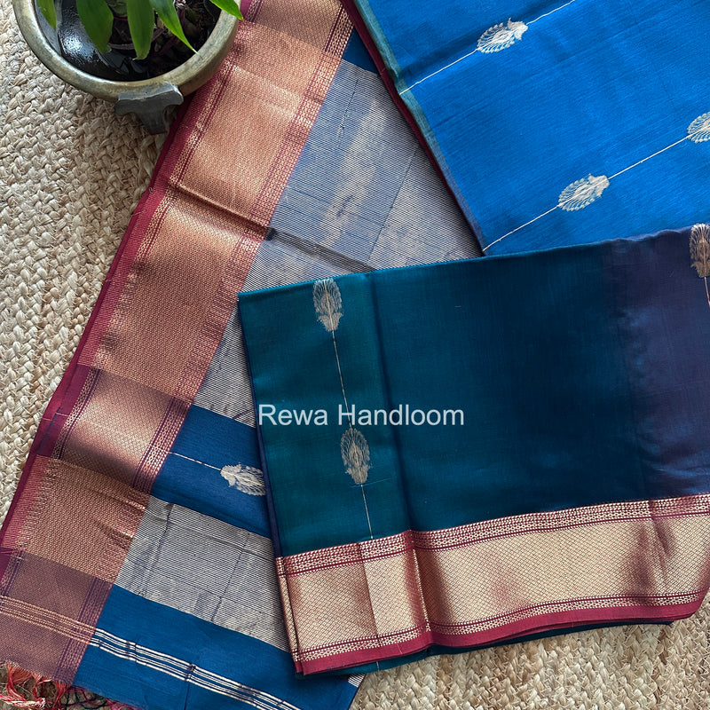 Maheshwari Rama Green Shaded Butta Saree BLSS05