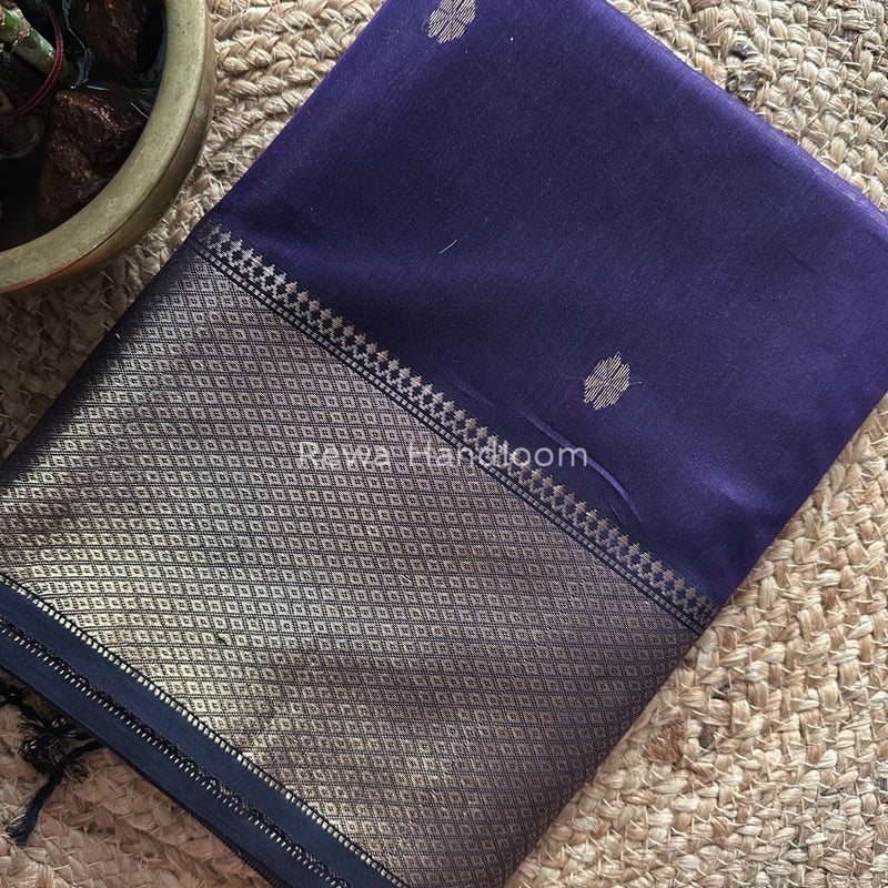 Maheshwari Dark Purple Zari Skirt Butti Saree ZSB0100