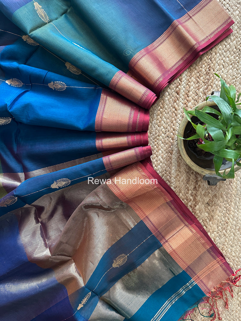 Maheshwari Rama Green Shaded Butta Saree BLSS05