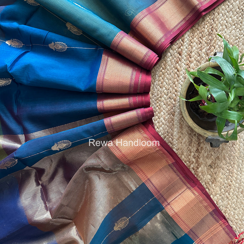Maheshwari Rama Green Shaded Butta Saree BLSS05