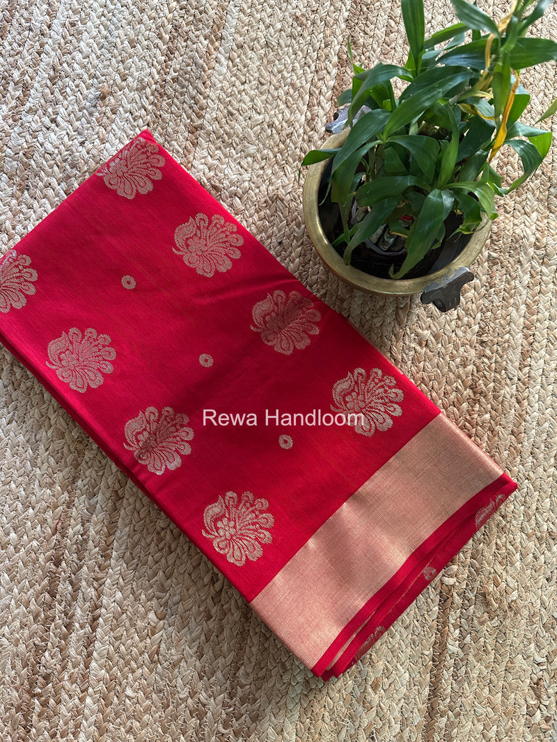 Red Chanderi Butta Silk Saree BSC025