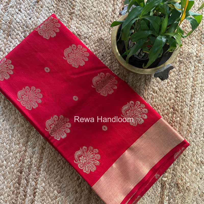 Red Chanderi Butta Silk Saree BSC025