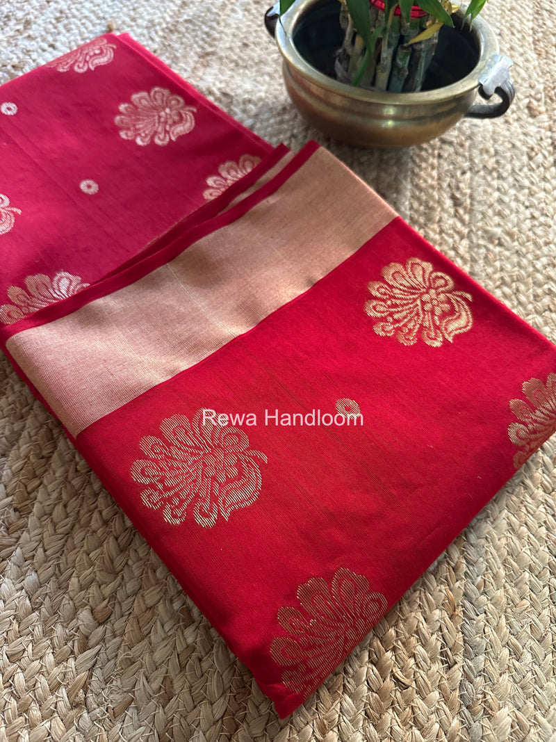 Red Chanderi Butta Silk Saree BSC025