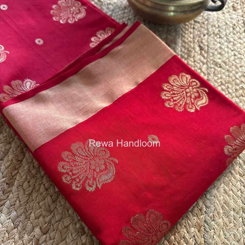 Red Chanderi Butta Silk Saree BSC025