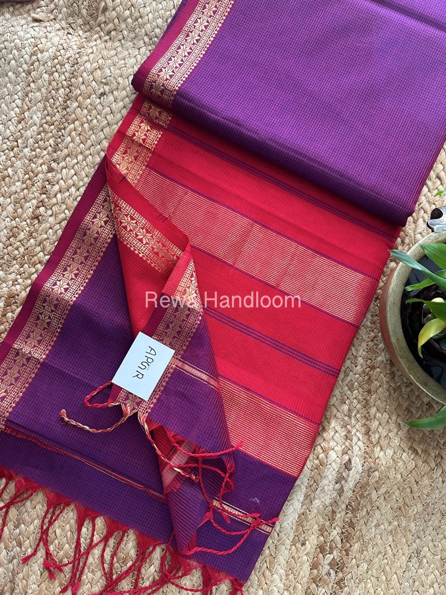 Maheshwari Violet Garbha Reshami Silk Saree GS228 – Rewa Handloom