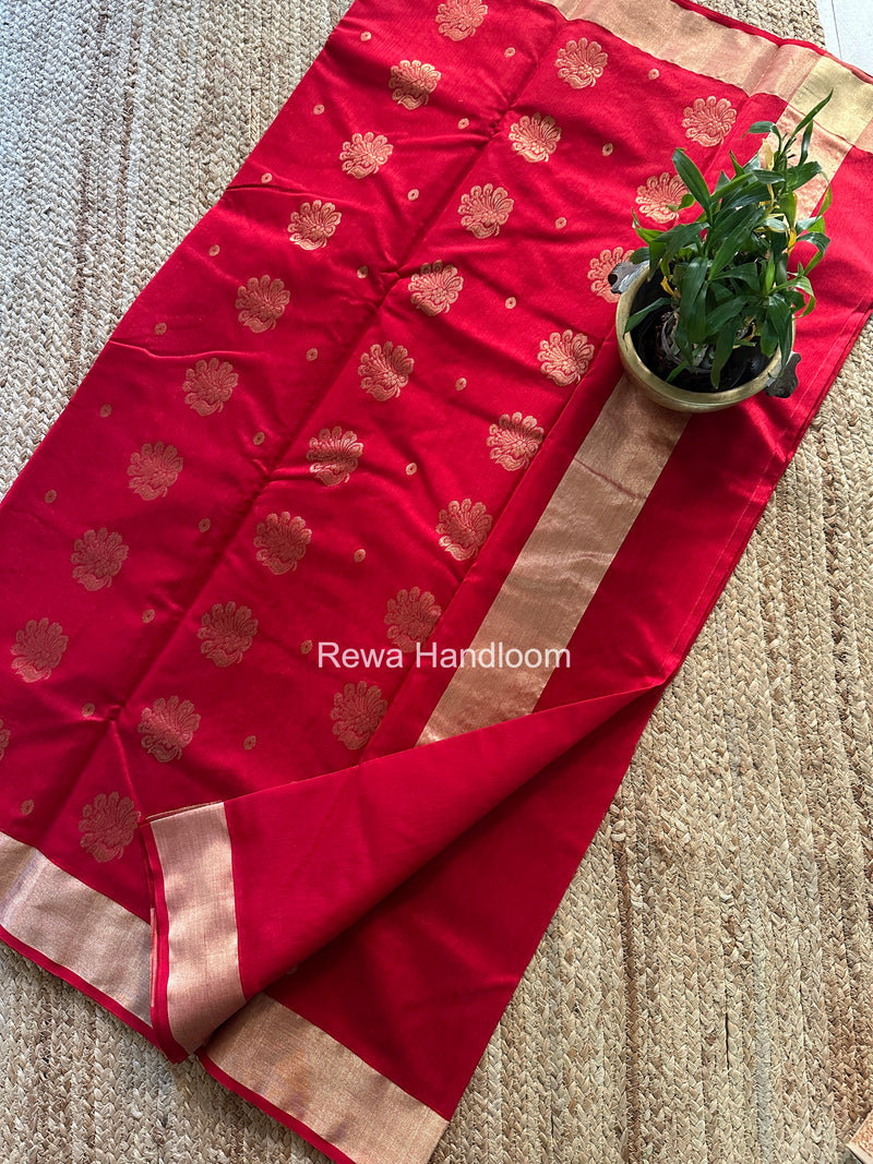 Red Chanderi Butta Silk Saree BSC025
