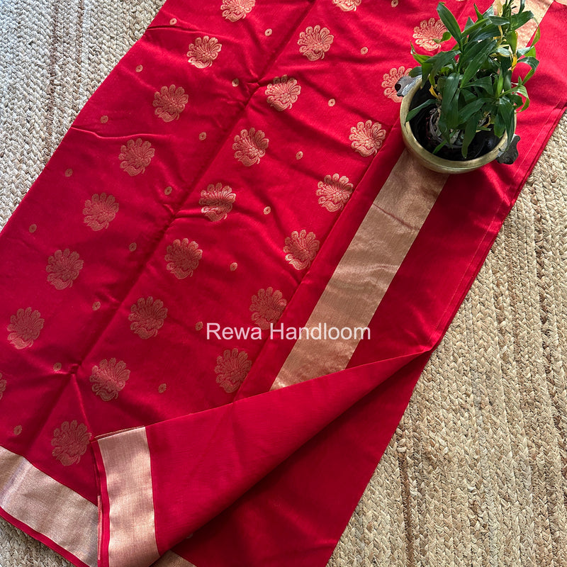 Red Chanderi Butta Silk Saree BSC025