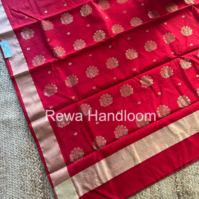 Red Chanderi Butta Silk Saree BSC025
