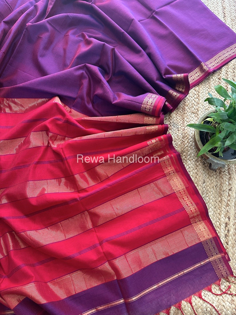 Maheshwari Violet Garbha Reshami Silk Saree GS228