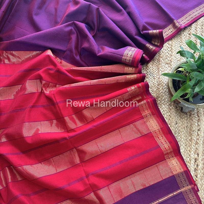 Maheshwari Violet Garbha Reshami Silk Saree GS228
