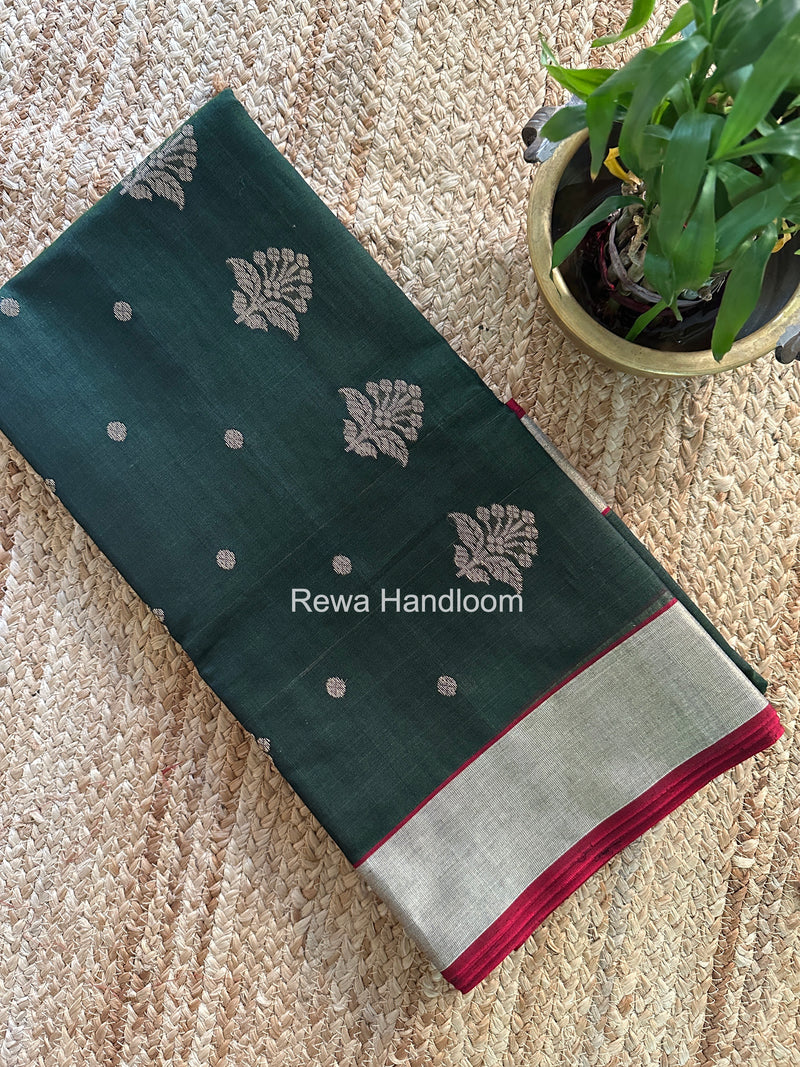 Green Chanderi Butta Silk Saree BSC023