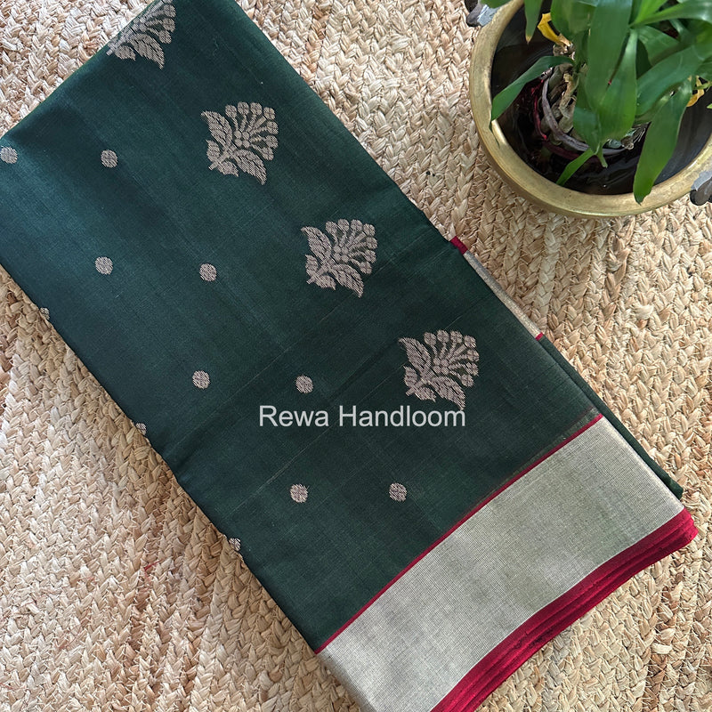 Green Chanderi Butta Silk Saree BSC023