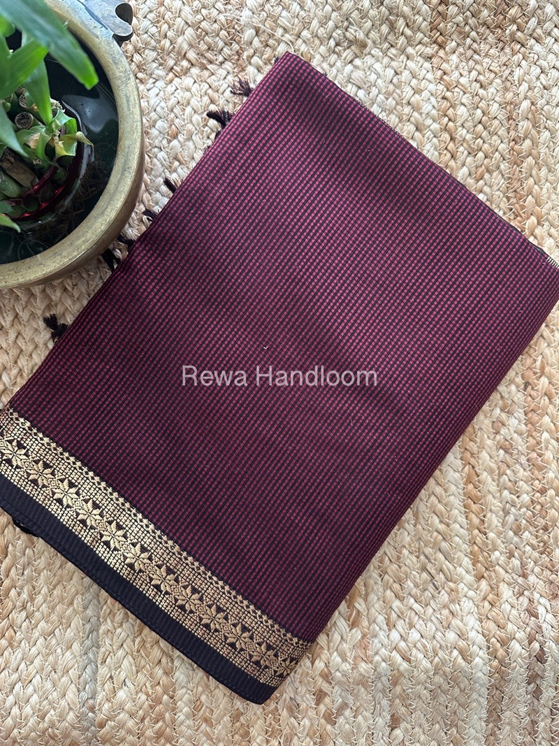 Maheshwari Maroon Garbha Reshami Silk Saree GS230