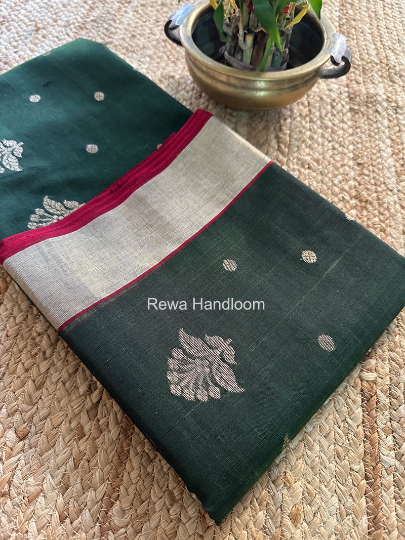 Green Chanderi Butta Silk Saree BSC023