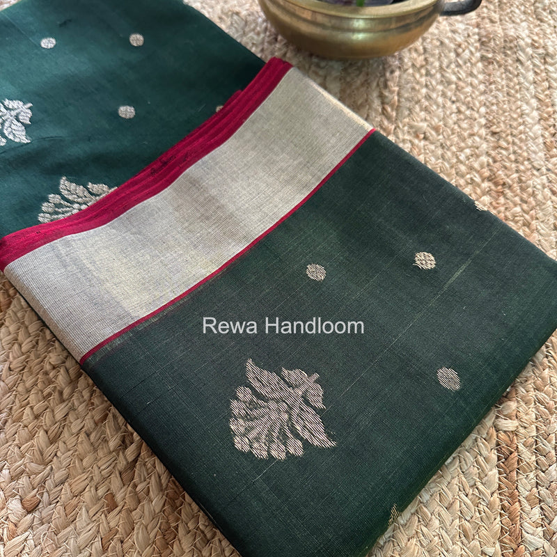 Green Chanderi Butta Silk Saree BSC023