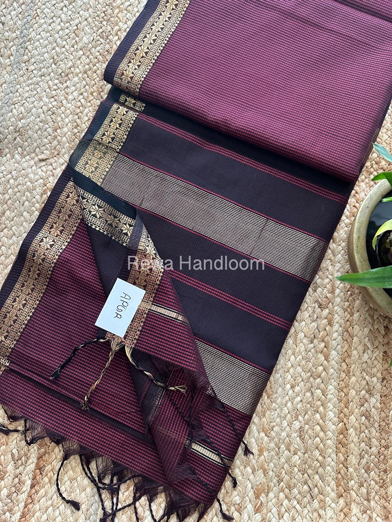 Maheshwari Maroon Garbha Reshami Silk Saree GS230