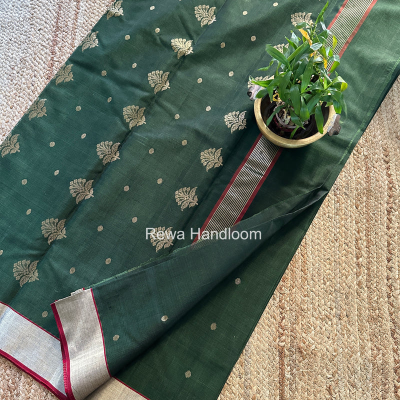 Green Chanderi Butta Silk Saree BSC023