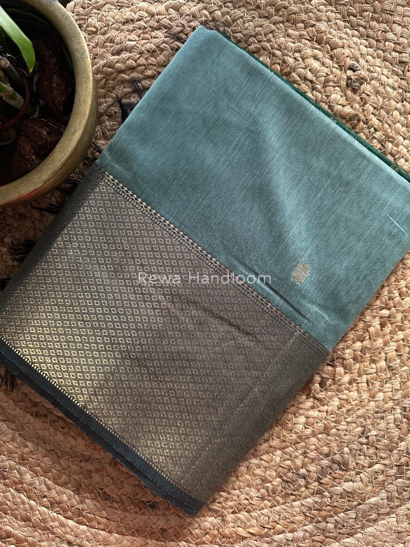 Maheshwari Light Aqua Green Zari Skirt Butti Saree ZSB0102
