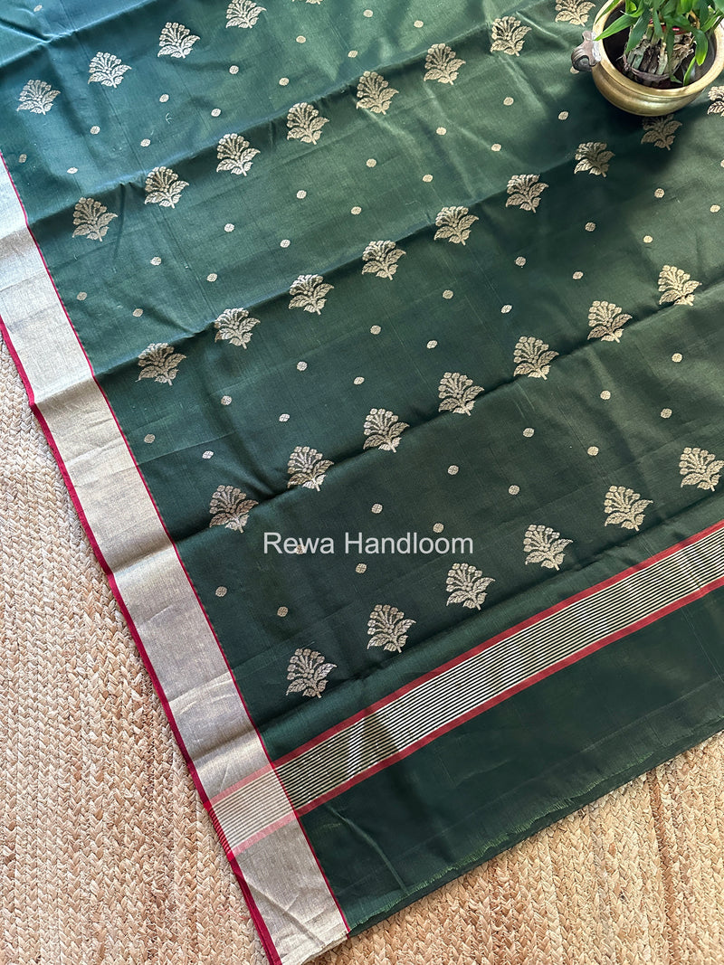 Green Chanderi Butta Silk Saree BSC023