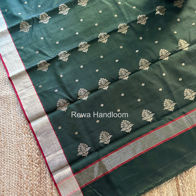 Green Chanderi Butta Silk Saree BSC023