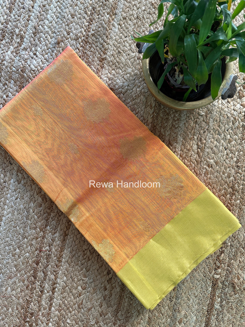 Golden Yellow Chanderi Butta Silk Saree BSC026