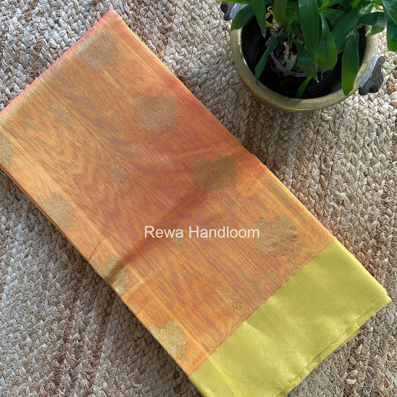 Golden Yellow Chanderi Butta Silk Saree BSC026