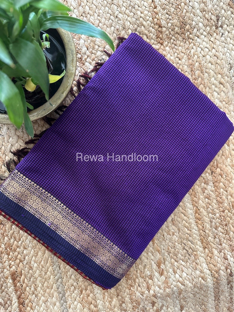 Maheshwari Purple Garbha Reshami Silk Saree GS226
