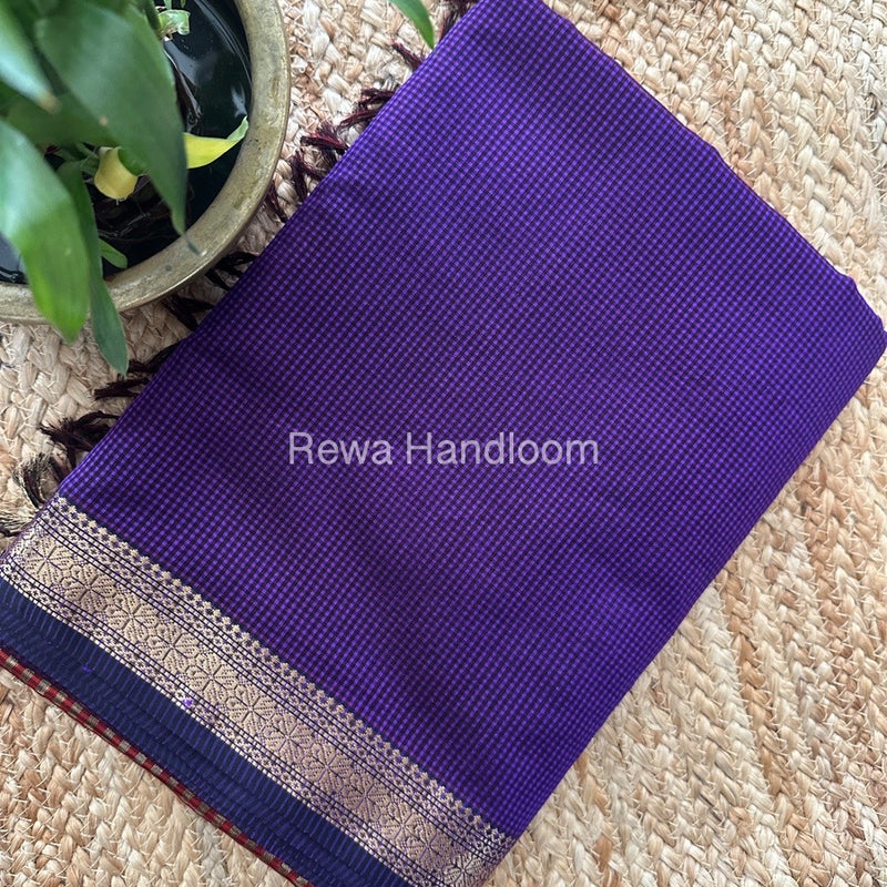 Maheshwari Purple Garbha Reshami Silk Saree GS226