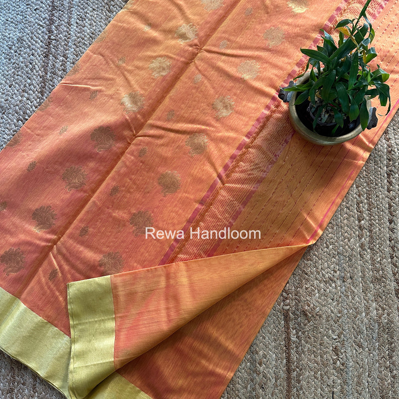 Golden Yellow Chanderi Butta Silk Saree BSC026