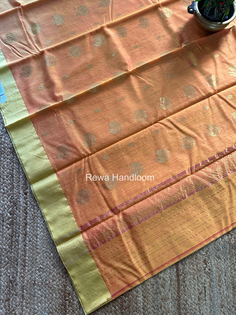 Golden Yellow Chanderi Butta Silk Saree BSC026