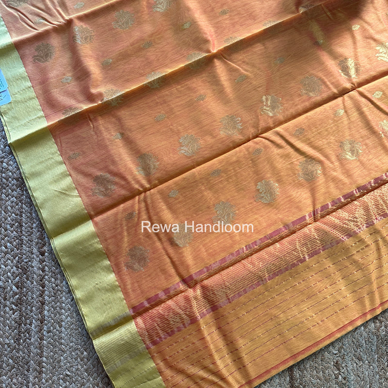 Golden Yellow Chanderi Butta Silk Saree BSC026