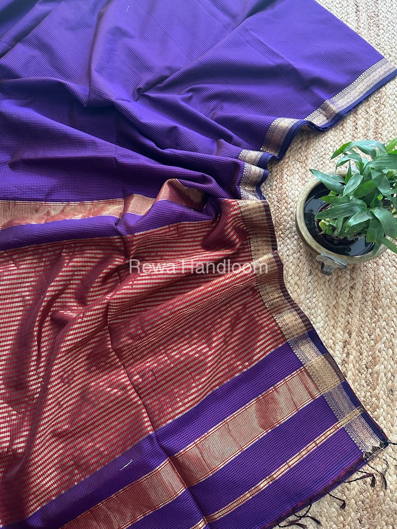 Maheshwari Purple Garbha Reshami Silk Saree GS226