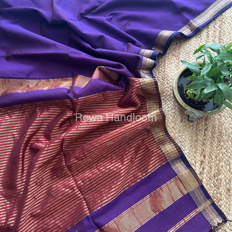 Maheshwari Purple Garbha Reshami Silk Saree GS226