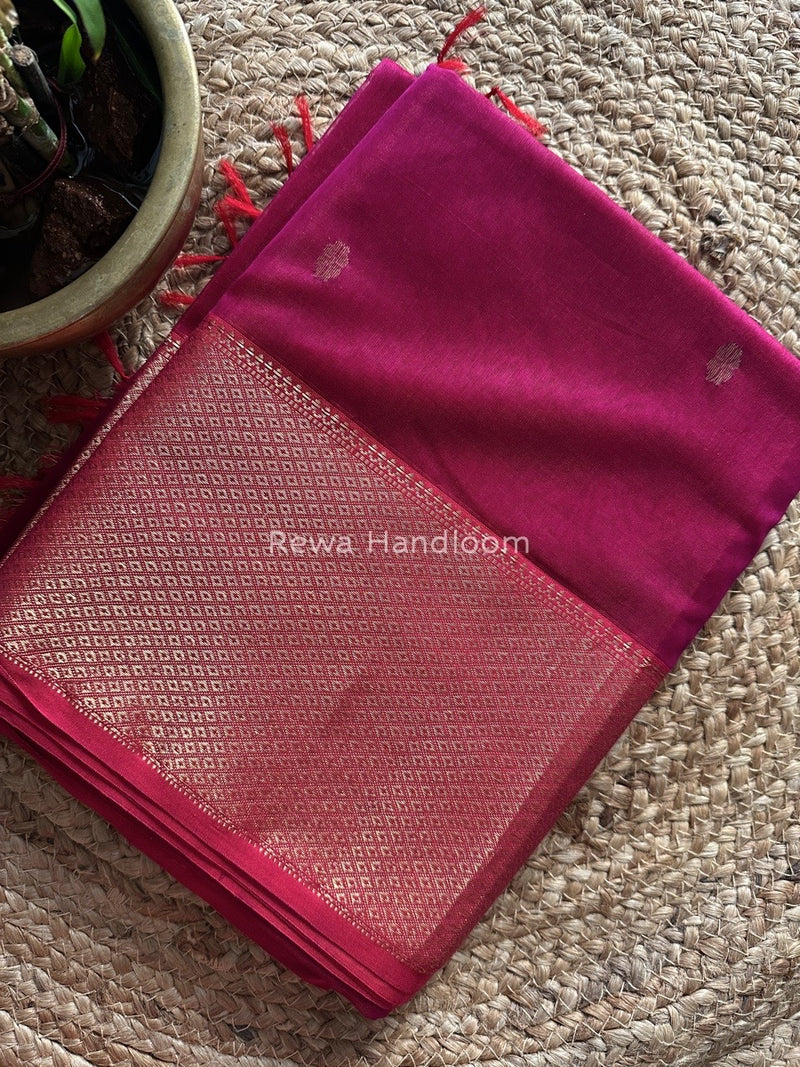 Maheshwari Magenta Zari Skirt Butti Saree ZSB0106
