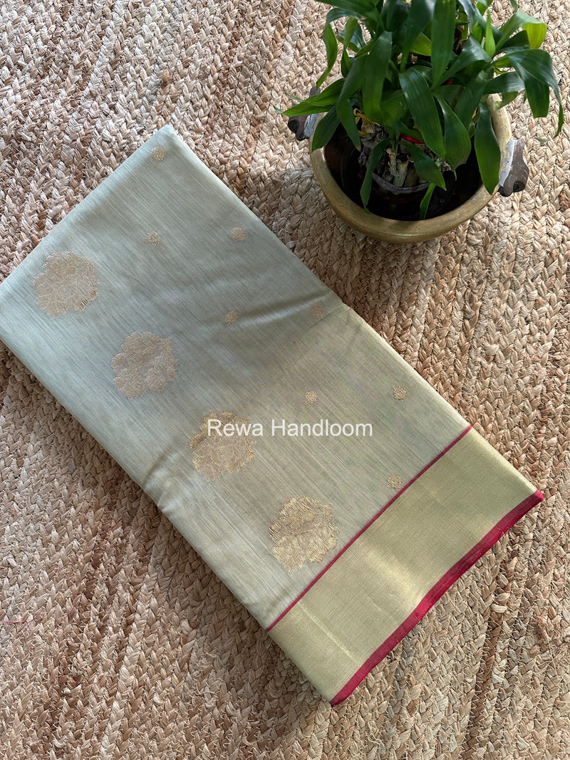 Light Sage Green Chanderi Butta Silk Saree BSC032